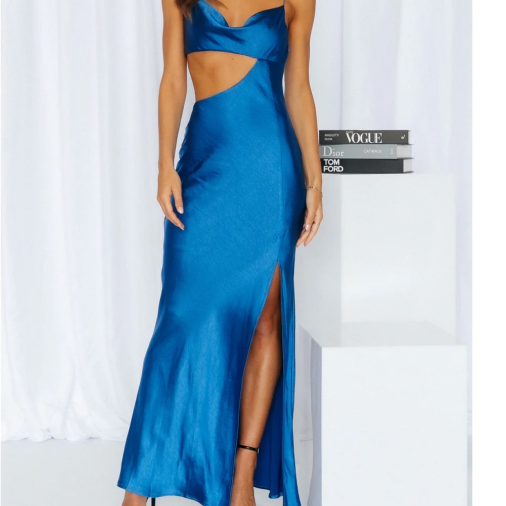 Royal Blue Satin Maxi Dress